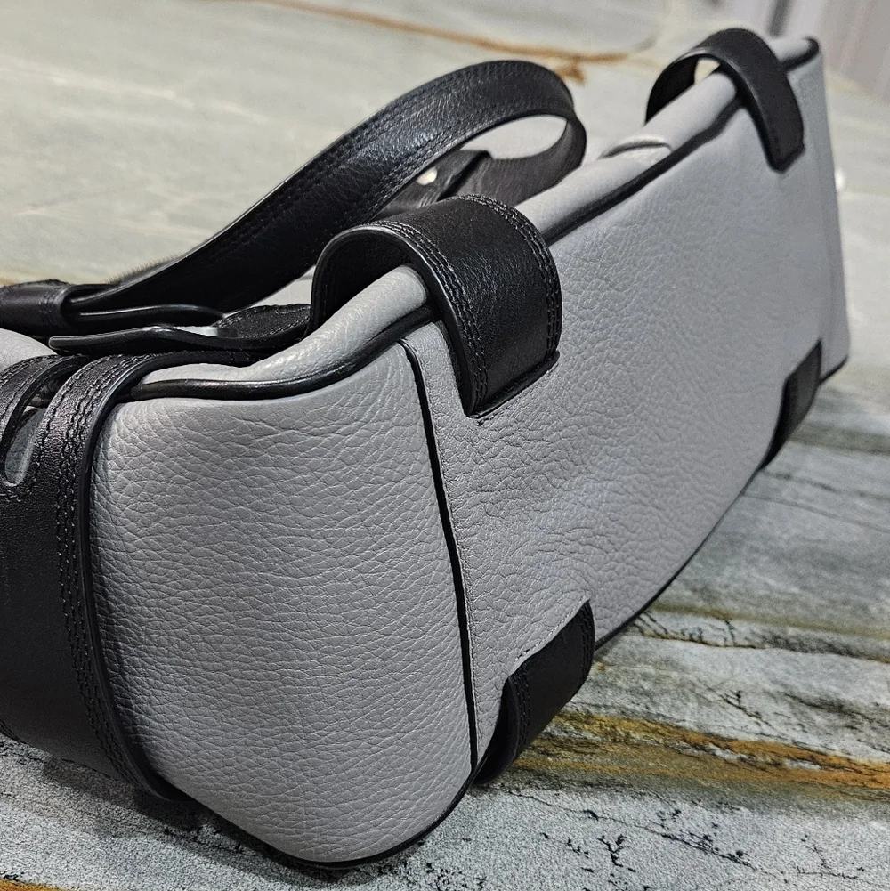 Michael Kors Gray & Black Pebbled Leather Satchel Shoulder Bag NWOT
